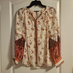 Kobi Halperin Floral Print Jacquard Blouse Womens Size Small